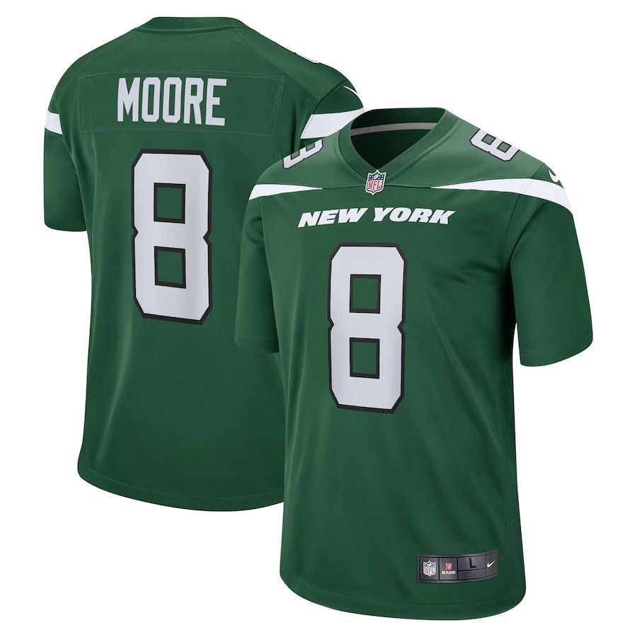 Men New York Jets #8 Elijah Moore Nike Gotham Green 2021 Draft Pick Player Game NFL Jersey